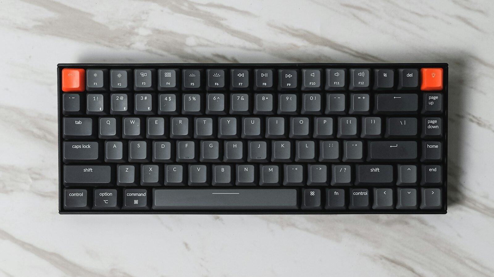A mechanical keyboard photographed from above