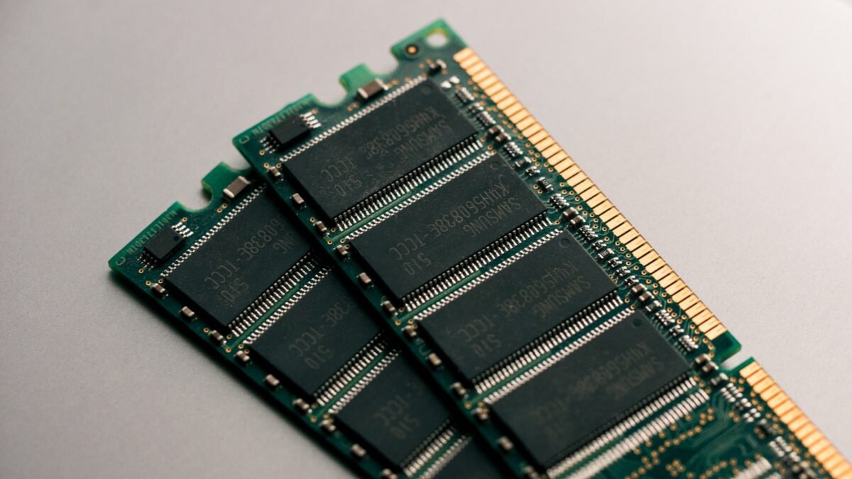 RAM memory modules on a motherboard