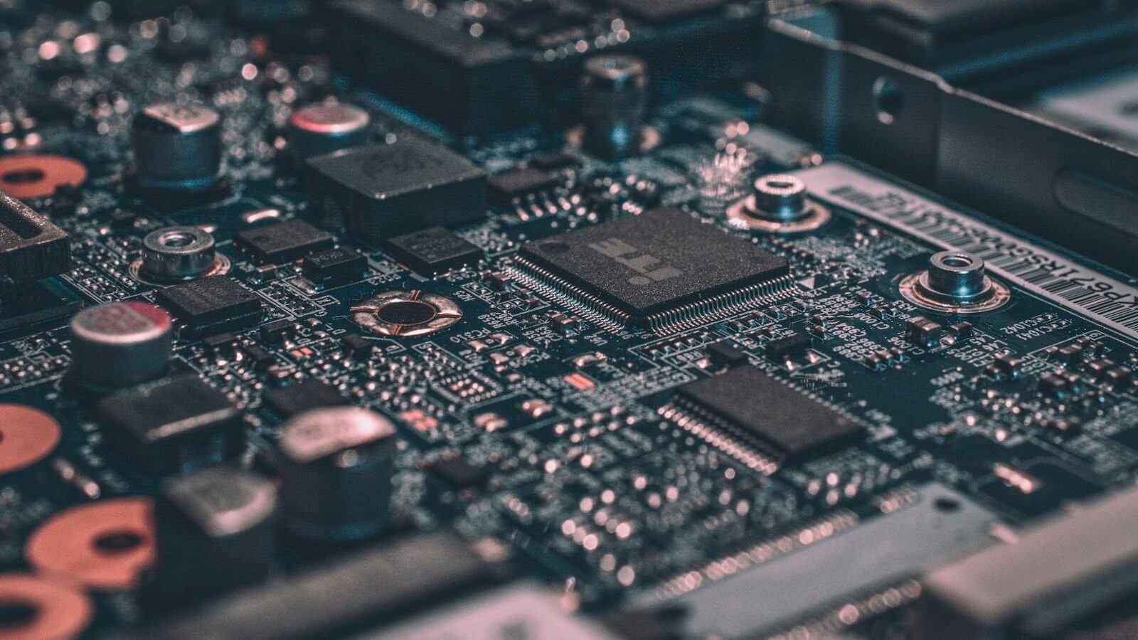 Circuit board components in close-up